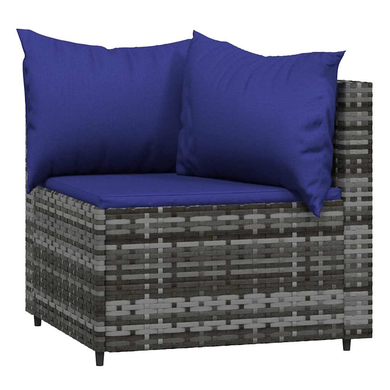 Pemberly Row Synthetic Poly Rattan Patio Lounge Set in Powder-coated Gray