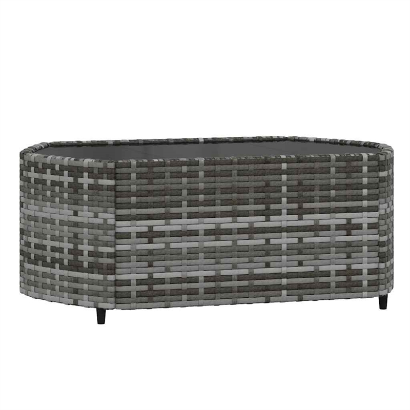 Pemberly Row Synthetic Poly Rattan Patio Lounge Set in Powder-coated Gray
