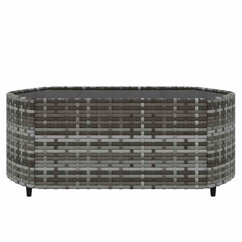 Pemberly Row Synthetic Poly Rattan Patio Lounge Set in Powder-coated Gray