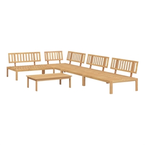 Pemberly Row Solid Acacia Wood Medium Modular Pallet Sofa Set in Natural Wood