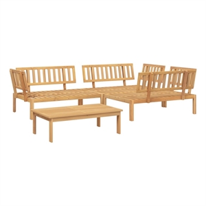 Pemberly Row Solid Acacia Wood Standard Modular Pallet Sofa Set in Natural Wood