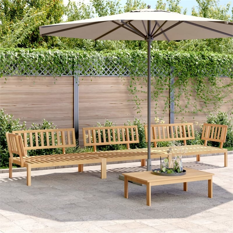 Pemberly Row Solid Acacia Wood Large Modular Pallet Sofa Set in Natural Wood