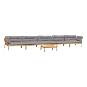 Pemberly Row Acacia Wood & Polyester Pallet Sofa Set in Gray & Natural Wood