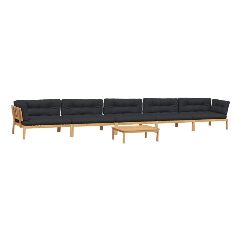 Pemberly Row Solid Acacia Wood Large Modular Pallet Sofa Set in Natural Wood