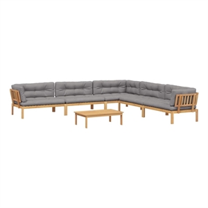 Pemberly Row 6 Piece Solid Acacia Wood Modular Pallet Sofa Set in Gray