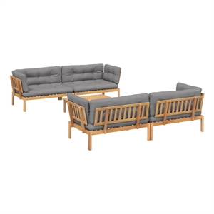Pemberly Row Solid Acacia Wood Standard Modular Pallet Sofa Set in Gray