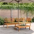 Pemberly Row Solid Acacia Wood Pallet Sofa Set in Natural Wood with Oil Finish