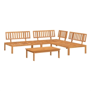 Pemberly Row Solid Acacia Wood Medium Modular Pallet Sofa Set in Natural Wood