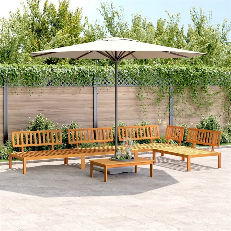 Pemberly Row 5 Piece Solid Acacia Wood Pallet Sofa Set in Natural Wood