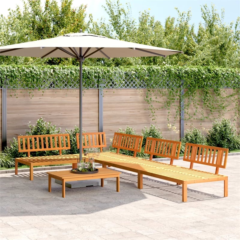 Pemberly Row 5 Piece Solid Acacia Wood Pallet Sofa Set in Natural Wood