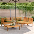 Pemberly Row Solid Acacia Wood Pallet Sofa Set in Oiled Wood With An Oil Finish