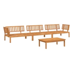 Pemberly Row Solid Acacia Wood Large Modular Pallet Sofa Set in Natural Acacia