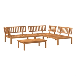 Pemberly Row Solid Acacia Wood Modular Garden Pallet Sofa Set in Brown