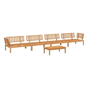Pemberly Row Solid Acacia Wood Large Modular Pallet Sofa Set in Natural Wood