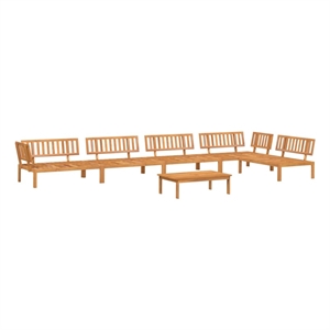 Pemberly Row Solid Acacia Wood Large Modular Pallet Sofa Set in Natural Wood