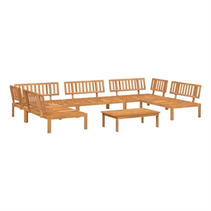 Pemberly Row Solid Acacia Wood Large Modular Pallet Sofa Set in Natural Wood