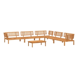 Pemberly Row Solid Acacia Wood Large Modular Pallet Sofa Set in Natural Wood