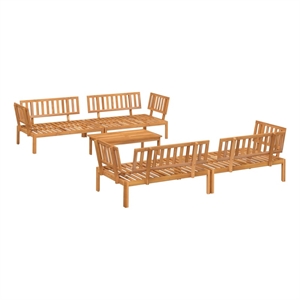 Pemberly Row Solid Acacia Wood Standard Modular Pallet Sofa Set in Natural Wood