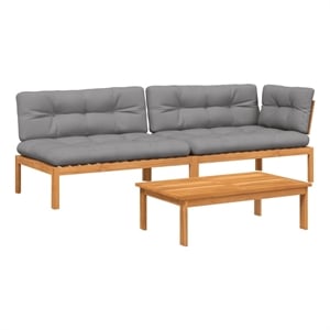 Pemberly Row Solid Acacia Wood Medium Modular Pallet Sofa Set in Gray
