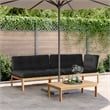 Pemberly Row Solid Acacia Wood Large Modular Pallet Sofa Set in Black