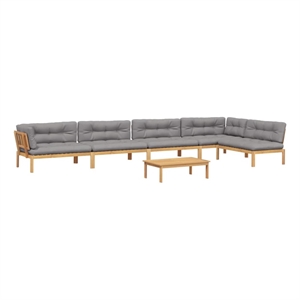 Pemberly Row Solid Acacia Wood Large Modular Pallet Sofa Set in Gray