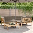 Pemberly Row Acacia Wood & Polyester Pallet Sofa Set in Natural Wood & Taupe