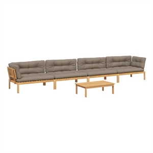 Pemberly Row Solid Acacia Wood & Polyester Cushions Pallet Sofa Set in Taupe