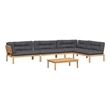 Pemberly Row Solid Acacia Wood Extra Large Modular Pallet Sofa Set in Anthracite