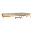 Pemberly Row Solid Acacia Wood Large Modular Pallet Sofa Set in Beige