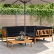 Pemberly Row Solid Acacia Wood 4 Piece Patio Pallet Sofa Set With Cushions