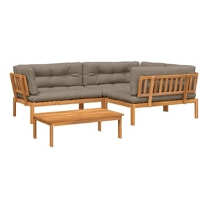 Pemberly Row Solid Acacia Wood Large Modular Pallet Sofa Set in Taupe