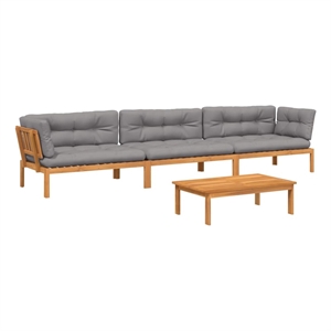 Pemberly Row Acacia Wood Large Pallet Sofa Set in Gray & Natural Wood