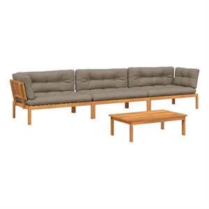Pemberly Row Contemporary 4 Piece Pallet Sofa Set in Powder-coated Taupe