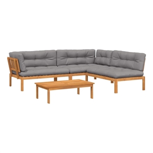Pemberly Row Contemporary Pallet Sofa Set in Gray & Natural Wood