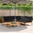 Pemberly Row 4 Piece Solid Acacia Wood Patio Pallet Sofa Set in Black
