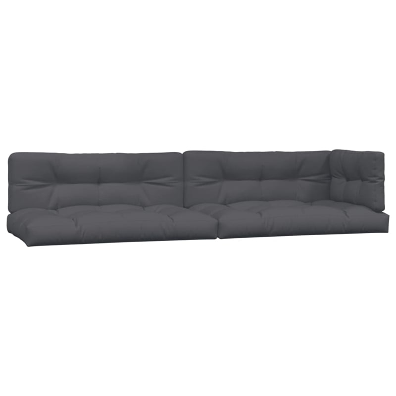 Pemberly Row Solid Acacia Wood Large with Cushions Pallet Sofa Set in Anthracite