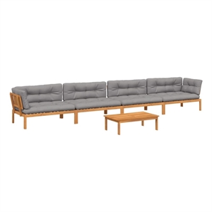 Pemberly Row Contemporary Pallet Sofa Set in Gray & Natural Wood