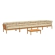 Pemberly Row 5 Piece Solid Acacia Wood Large Patio Pallet Sofa Set in Beige