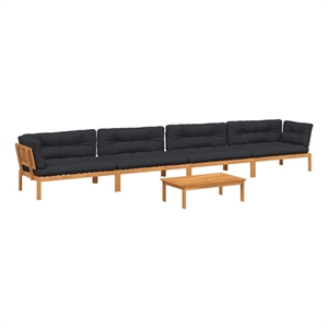 Pemberly Row Contemporary Patio Pallet Sofa Set in Natural Wood & Black