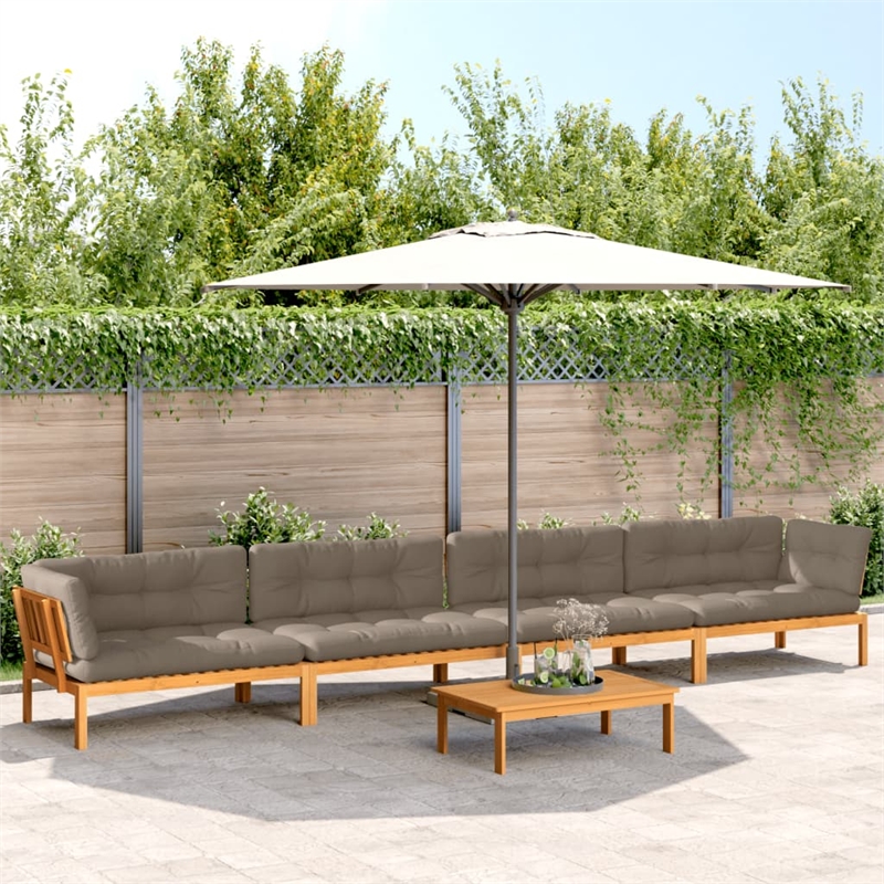 Pemberly Row Contemporary Patio Pallet Sofa Set in Natural Wood