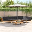 Pemberly Row Solid Acacia Wood Pallet Sofa Set in Anthracite
