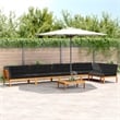 Pemberly Row 6 Piece Solid Acacia Wood Large Patio Pallet Sofa Set in Black