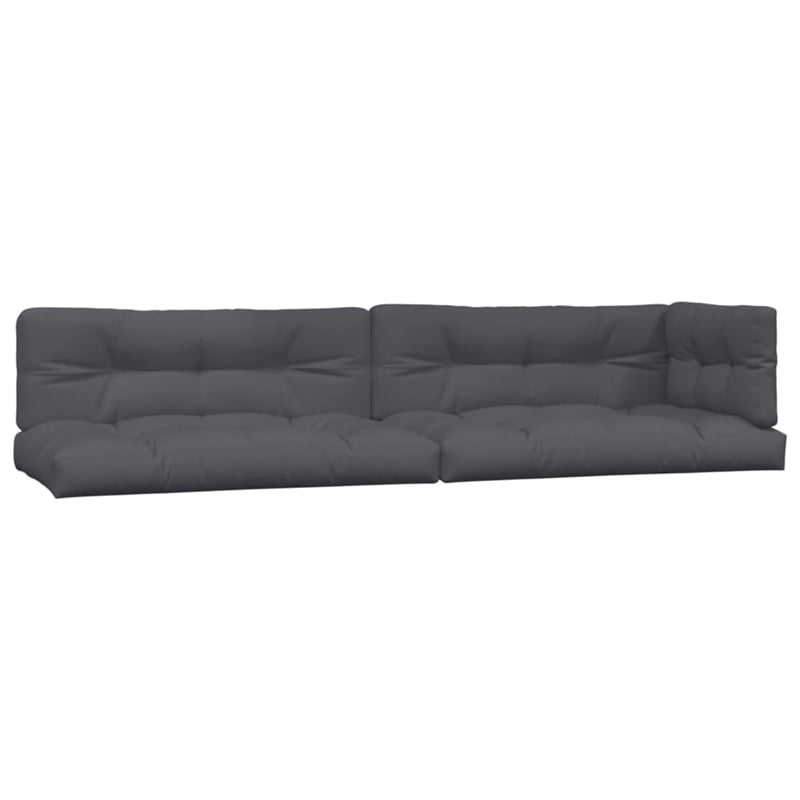 Pemberly Row Solid Acacia Wood Large With Cushions Pallet Sofa Set in Anthracite