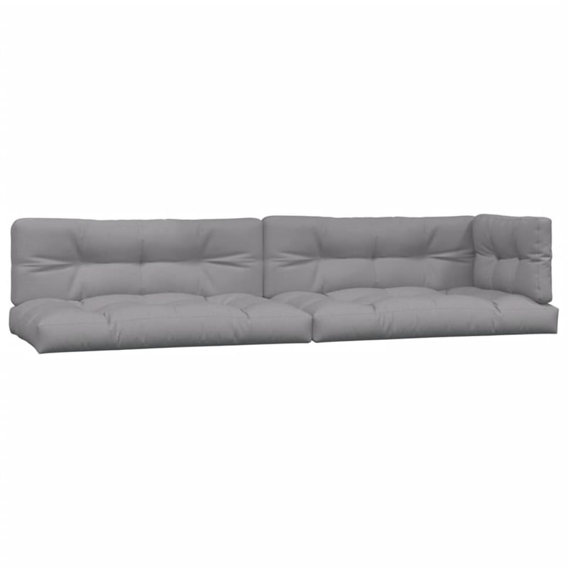 Pemberly Row Acacia Wood Large Pallet Sofa Set in Natural Wood w/ Gray Cushions
