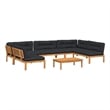 Pemberly Row Solid Acacia Wood With Black Cushions Patio Pallet Sofa Set