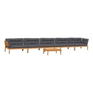 Pemberly Row Solid Acacia Wood Large Modular Pallet Sofa Set in Natural Wood
