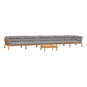 Pemberly Row Acacia Wood With Cushions Large Modular Pallet Sofa Set in Gray