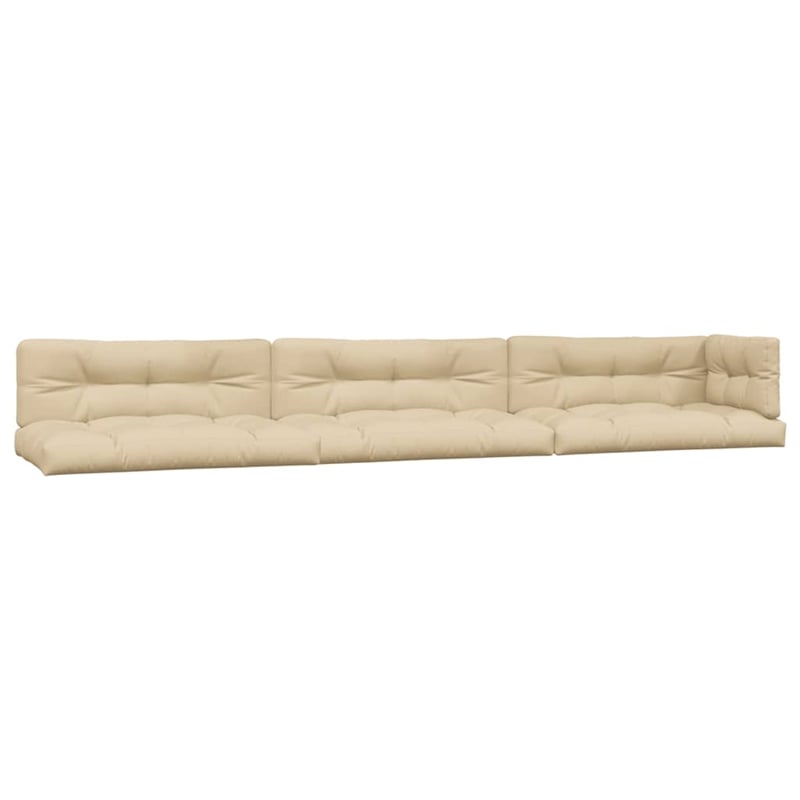 Pemberly Row 6 Piece Patio Pallet Sofa Set in Natural Wood With Beige Cushions