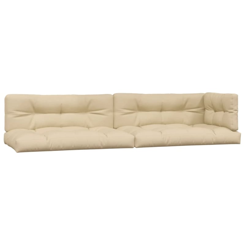 Pemberly Row 6 Piece Patio Pallet Sofa Set in Natural Wood With Beige Cushions