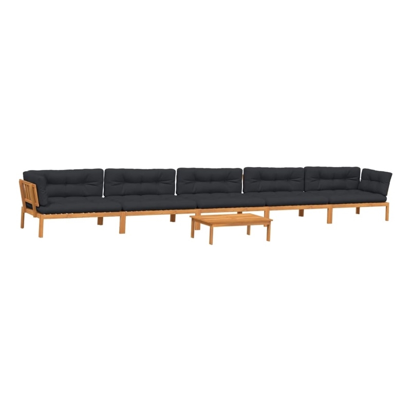 Pemberly Row 6 Piece Solid Acacia Wood Patio Pallet Sofa Set in Natural Wood
